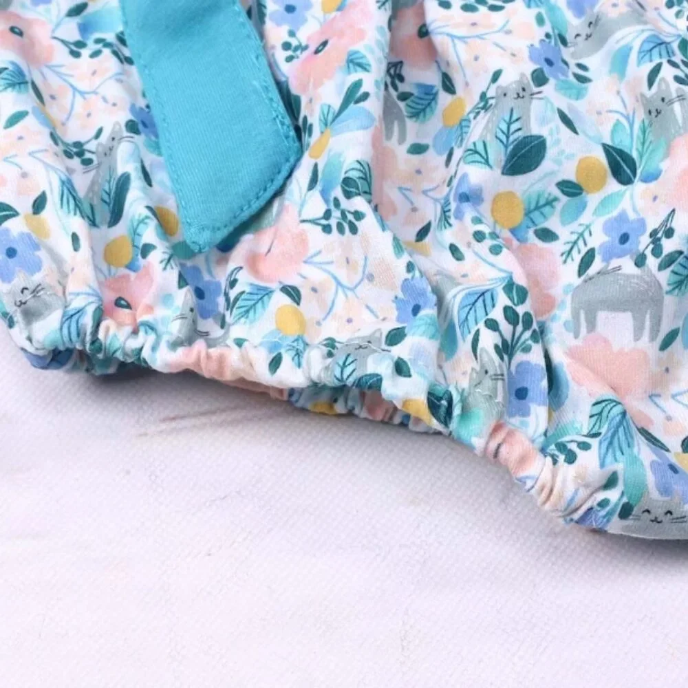 Boutique Floral Kitty Cat Baby Girls Pink Romper Jumpsuit